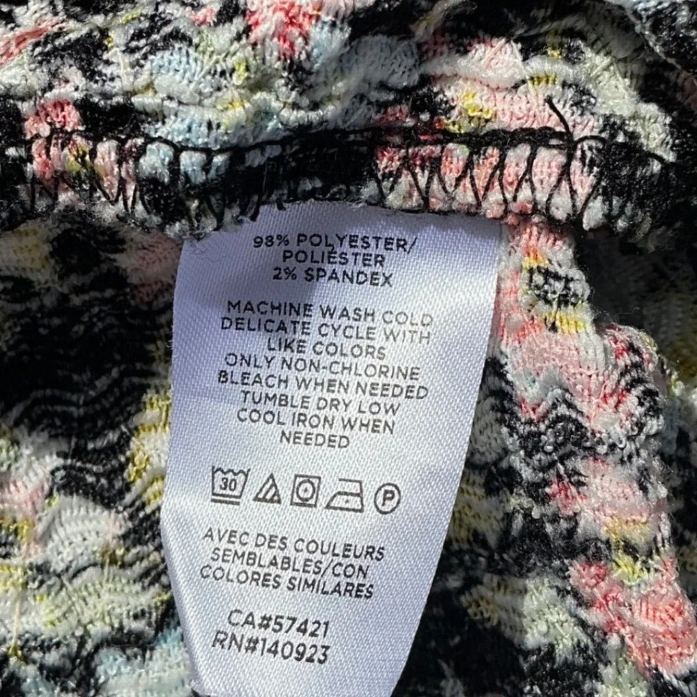 LOFT Petites Black Floral Textured Knit Puff Sleeve Top XXSP Multi Color Stretch